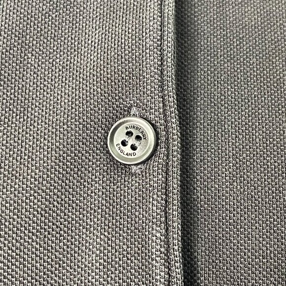 Burberry Women's Blue Black Uniform Button Down Short Sleeve Shirt Size Large - Picture 8 of 9